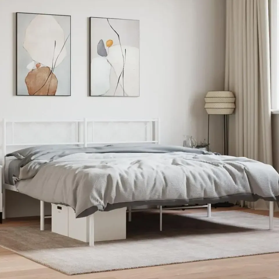 vidaXL - Metalen bed met hoofdbord - Wit - 120x200 cm New