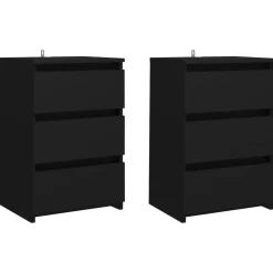 vidaXL - Nachtkastje - Zwart - Bewerkt hout - 2 stuks