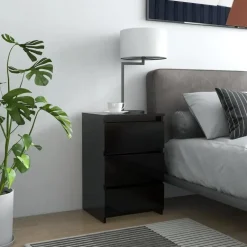 vidaXL - Nachtkastje - Zwart - Bewerkt hout - 2 stuks