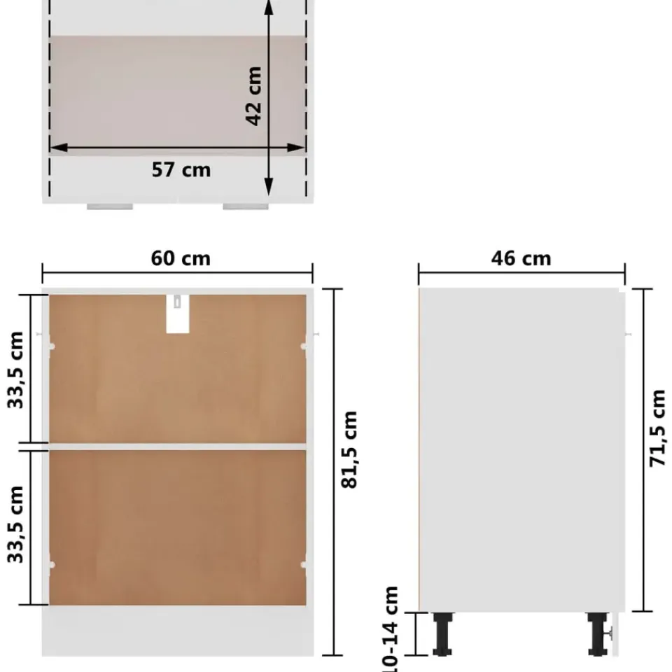 vidaXL - Onderkast - Wit - Bewerkt hout