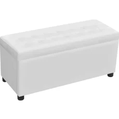 vidaXL - Opberg Hocker - Wit - Kunstleer Discount