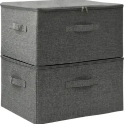 vidaXL - Opbergbox Opbergboxen - Antraciet - Stof - 2 stuks Outlet