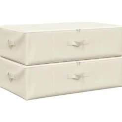 vidaXL - Opbergbox Opbergboxen - Crème - Stof - 2 stuks Discount
