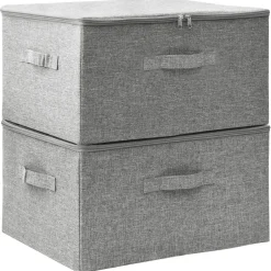 vidaXL - Opbergbox Opbergboxen - Grijs - Stof - 2 stuks Discount
