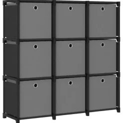 vidaXL - Opbergkast - Zwart - Stof - 9-vaks Online