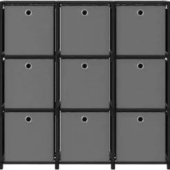 vidaXL - Opbergkast - Zwart - Stof - 9-vaks Online