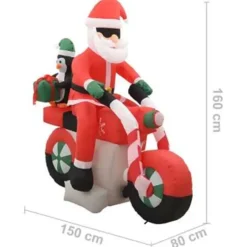 vidaXL - Opblaasbare Kerstman Op Motorfiets Clearance