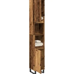 vidaXL - Oud hout Kolomkast met 2 deuren 2 vakken - Ijzer en hout - 30x30x190 cm