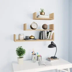 vidaXL - Plank - Bruin - Bewerkt hout - 60 x 15 x 10 cm - 3 stuks Hot