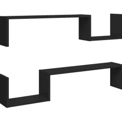 vidaXL - Plank - Zwart - Bewerkt hout - 2 stuks Discount