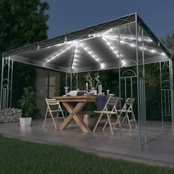 vidaXL - Prieel Met Lichtslinger - Antraciet - Stof - 400 x 300 cm Sale