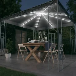 vidaXL - Prieel Met Lichtslinger - Antraciet - Stof - 300 x 300 cm Outlet