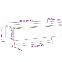 vidaXL - Rechthoekige Salontafel - Oud hout - Bewerkt hout - 100x49.5x31 cm Outlet