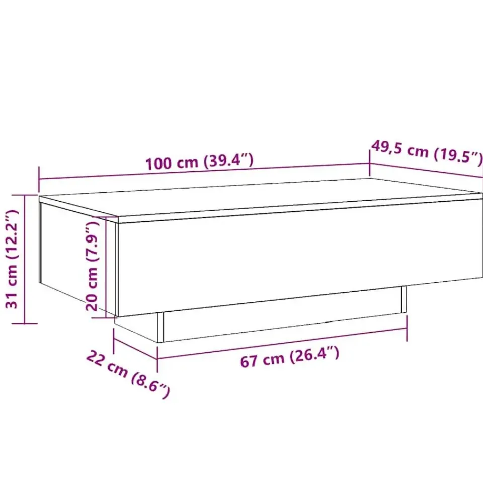vidaXL - Rechthoekige Salontafel - Oud hout - Bewerkt hout - 100x49.5x31 cm Outlet