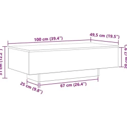 vidaXL - Rechthoekige Salontafel - Zwart eiken - Bewerkt hout - 100x49.5x31 cm New
