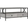 vidaXL - Rechthoekige Salontafel met 2 lades - Grijs sonoma eiken - 100x51 cm