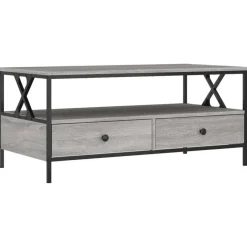 vidaXL - Rechthoekige Salontafel met 2 lades - Grijs sonoma eiken - 100x51 cm