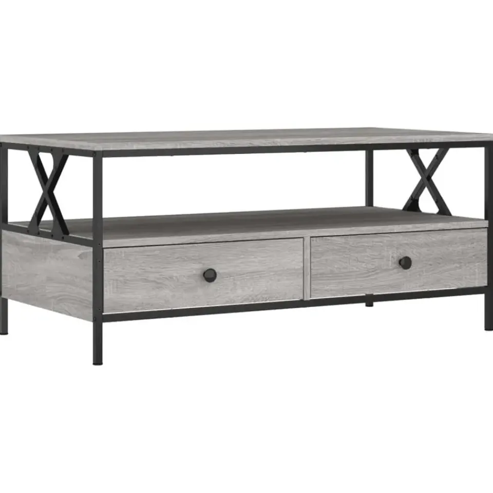 vidaXL - Rechthoekige Salontafel met 2 lades - Grijs sonoma eiken - 100x51 cm