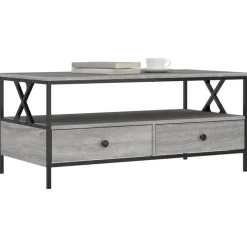 vidaXL - Rechthoekige Salontafel met 2 lades - Grijs sonoma eiken - 100x51 cm