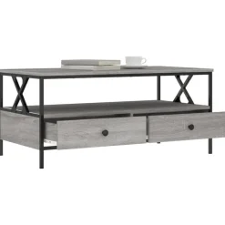 vidaXL - Rechthoekige Salontafel met 2 lades - Grijs sonoma eiken - 100x51 cm