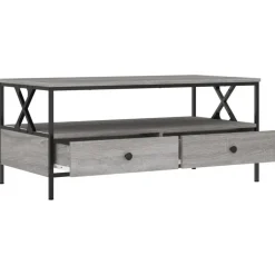 vidaXL - Rechthoekige Salontafel met 2 lades - Grijs sonoma eiken - 100x51 cm