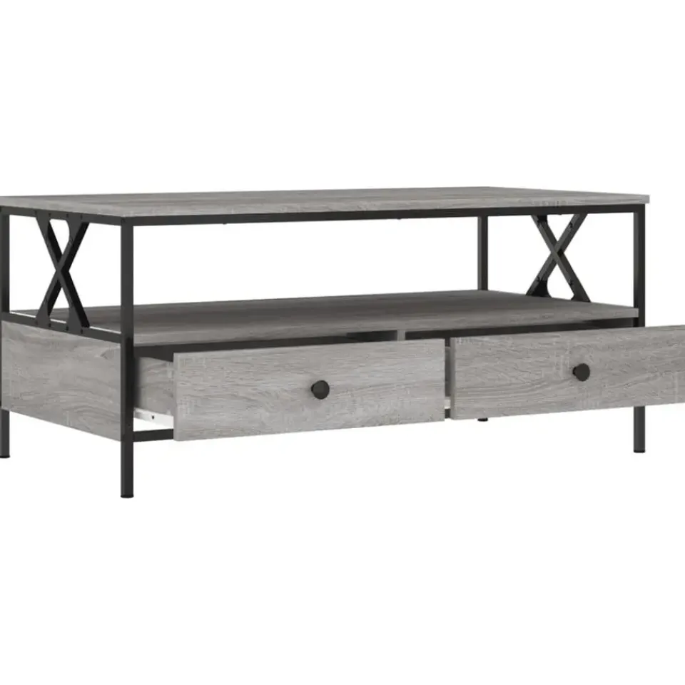vidaXL - Rechthoekige Salontafel met 2 lades - Grijs sonoma eiken - 100x51 cm