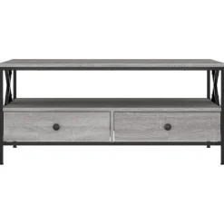 vidaXL - Rechthoekige Salontafel met 2 lades - Grijs sonoma eiken - 100x51 cm