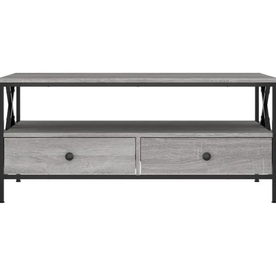 vidaXL - Rechthoekige Salontafel met 2 lades - Grijs sonoma eiken - 100x51 cm
