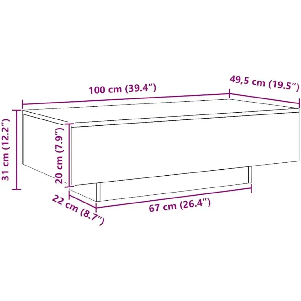 vidaXL - Rechthoekige Salontafel - Artisanaal eiken - Hout - 100x49.5x31 cm New