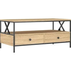 vidaXL - Rechthoekige Salontafel met 2 lades - Sonoma eiken - Hout - 100x51 cm Online