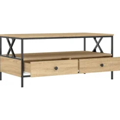 vidaXL - Rechthoekige Salontafel met 2 lades - Sonoma eiken - Hout - 100x51 cm Online