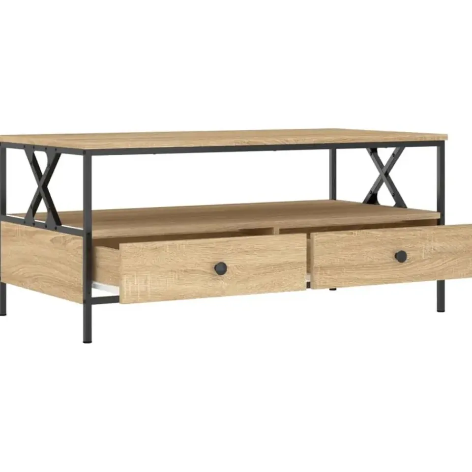 vidaXL - Rechthoekige Salontafel met 2 lades - Sonoma eiken - Hout - 100x51 cm Online