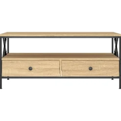 vidaXL - Rechthoekige Salontafel met 2 lades - Sonoma eiken - Hout - 100x51 cm Online