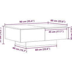 vidaXL - Rechthoekige Salontafel met 4 lades - Zwart eiken - Hout - 90x60 cm Best