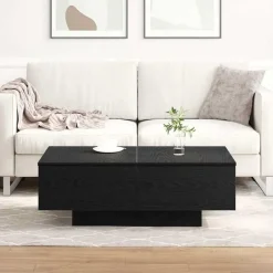 vidaXL - Rechthoekige Salontafel met 4 lades - Zwart eiken - Hout - 90x60 cm Best