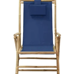 vidaXL - Relaxstoel - Blauw - Bamboe en stof - Verstelbaar Best