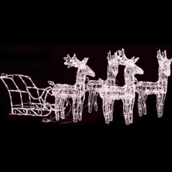 vidaXL - Rendieren En Slee Kerstversiering - Warmwit - 43 x 11 x 55 cm (4 stuks) Sale