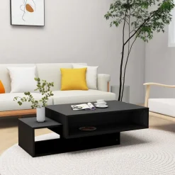 vidaXL - Salontafel - Zwart - Bewerkt hout