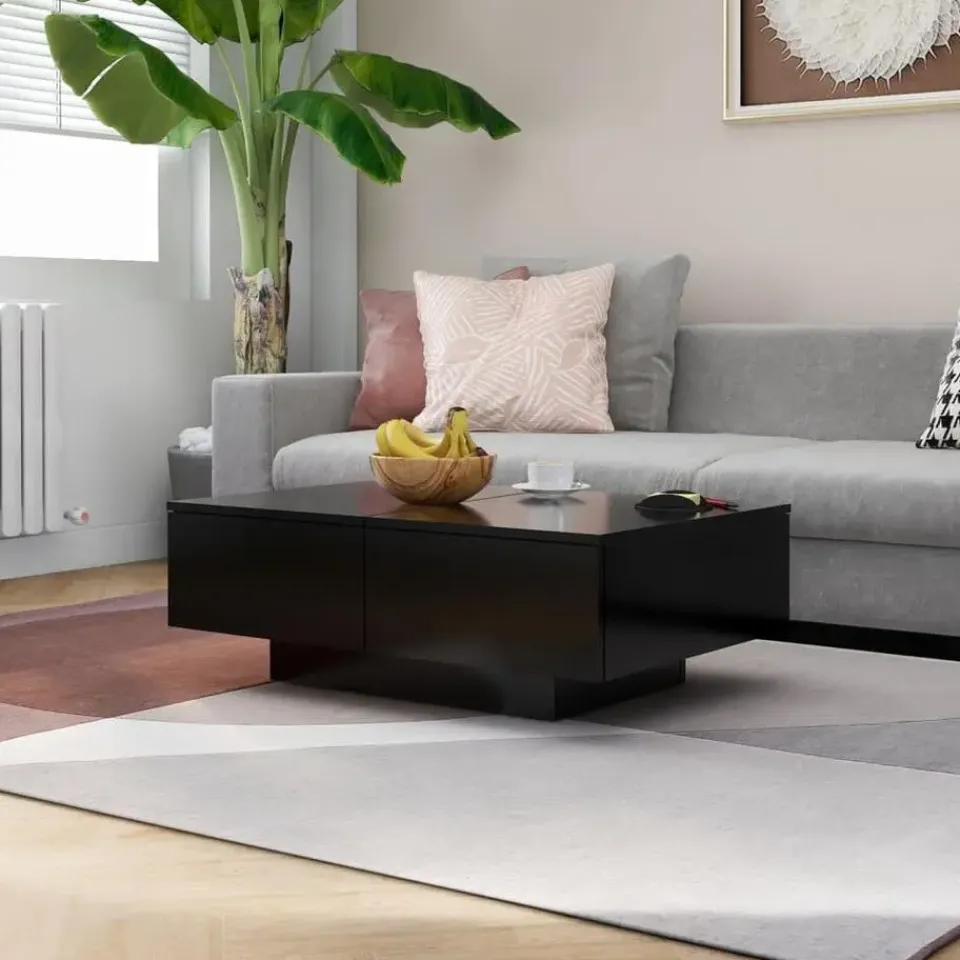 vidaXL - Salontafel - Zwart - Bewerkt hout - 90 x 60 x 31 cm Hot