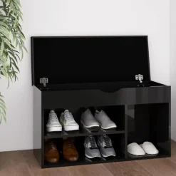 vidaXL - Schoenenbank - Zwart - Bewerkt hout Best