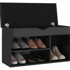 vidaXL - Schoenenbank - Zwart - Bewerkt hout Best