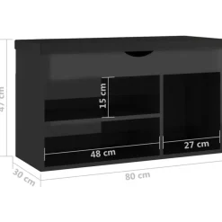 vidaXL - Schoenenbank - Zwart - Bewerkt hout Best