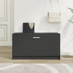 vidaXL - Schoenenbank - Zwart - Bewerkt hout Outlet