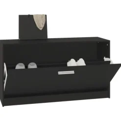 vidaXL - Schoenenbank - Zwart - Bewerkt hout Outlet