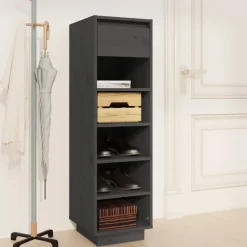 vidaXL - Schoenenkast - Grijs - Grenenhout