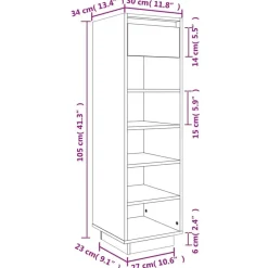 vidaXL - Schoenenkast - Grijs - Grenenhout