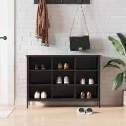 vidaXL - Schoenenkast - Zwart - Bewerkt hout New
