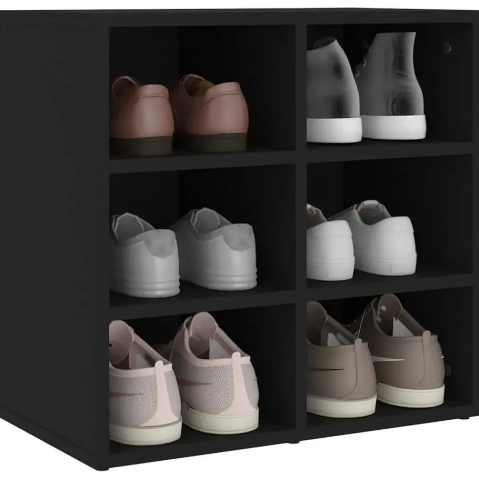 vidaXL - Schoenenkast met 6 vakken - Zwart - Bewerkt hout - 52.5x30x50 cm Best