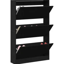 vidaXL - Schoenenkast met 3 kleppen 9 paar - Zwart eiken - 80x21x125,5 cm