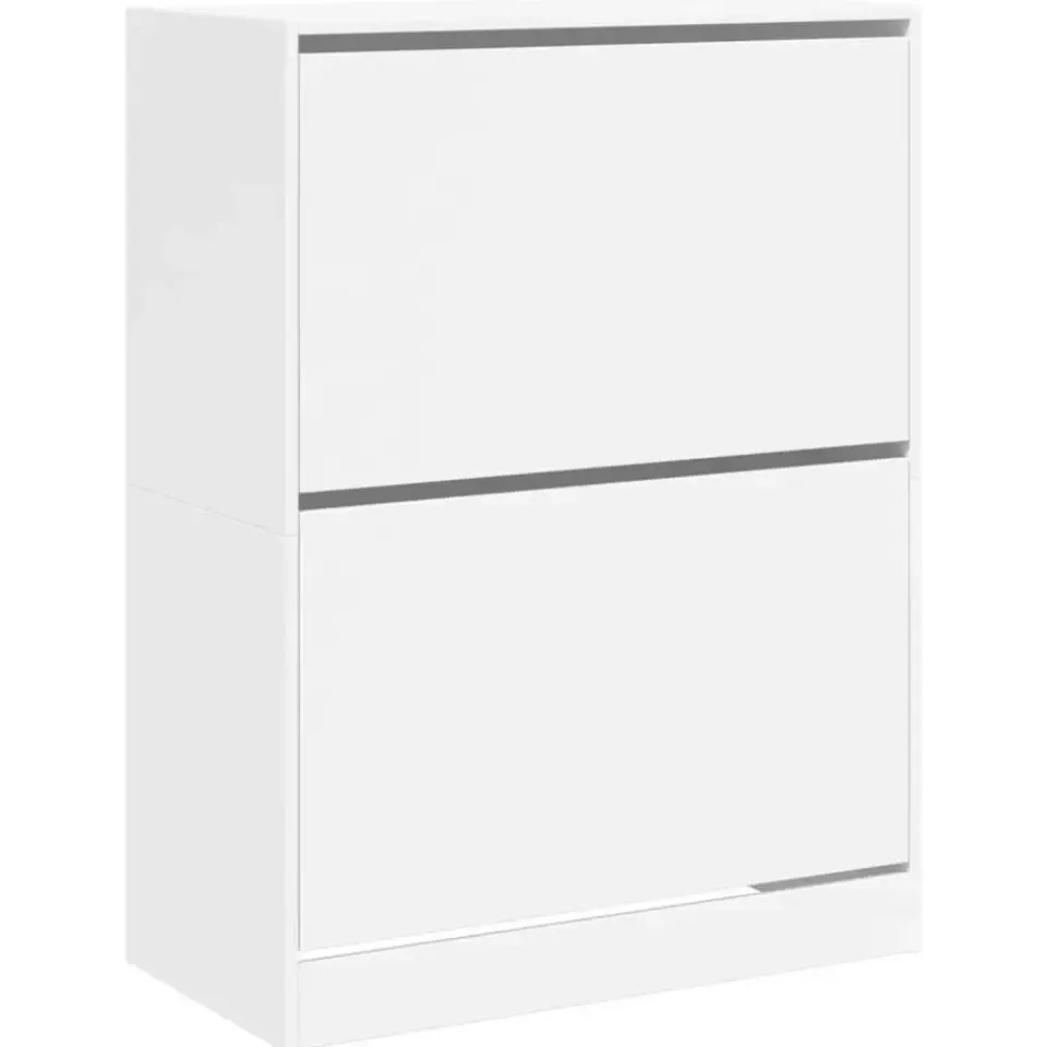 vidaXL - Schoenenkast met 2 kleppen 18 paar - Wit - Bewerkt hout - 80x42x108 cm New